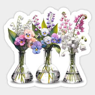 Lab Flasks and Pansies Sticker